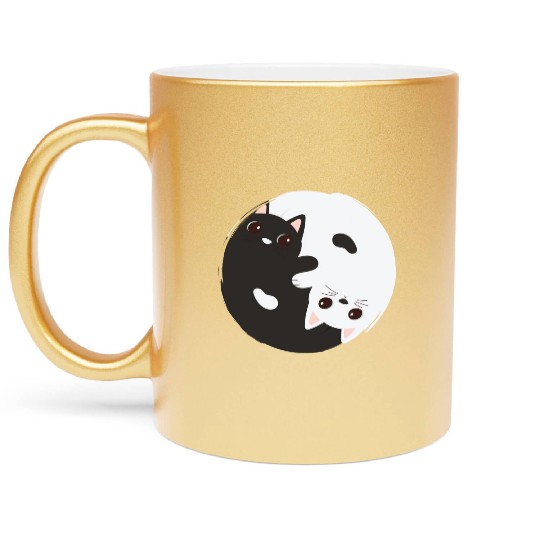 ying yang cat Metallic Mugs