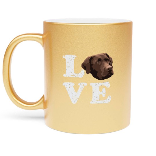 I Love My Chocolate Lab Labrador Retriever Dog Metallic Mugs