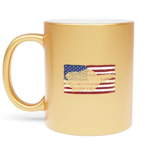 Betta Fish American US Flag Aquarium Fish Keeper A Metallic Mugs