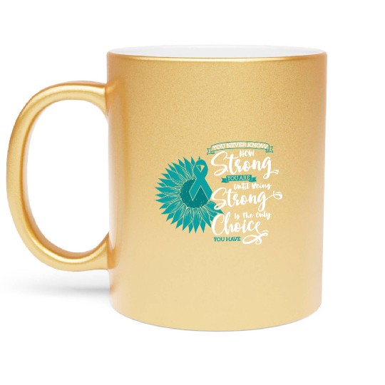 Cervical Cancer Awareness Month Teal Sunflower Metallic Mugs