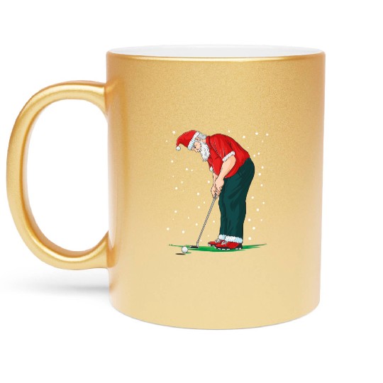 Golf Santa Claus Pun Golfer Gift Golfing Metallic Mugs