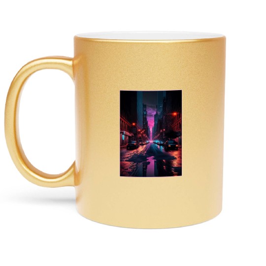 New York Vaporwave Aesthetic Retro Style Love NY Metallic Mugs