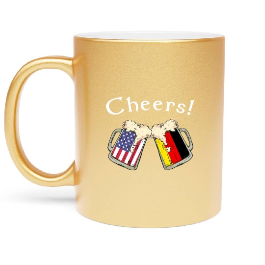 German American Grown Country Cheers Beer Drink Metallic Mugs