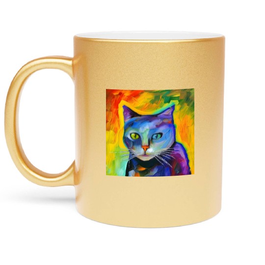 Fantasy portrait of a cat Metallic Mugs