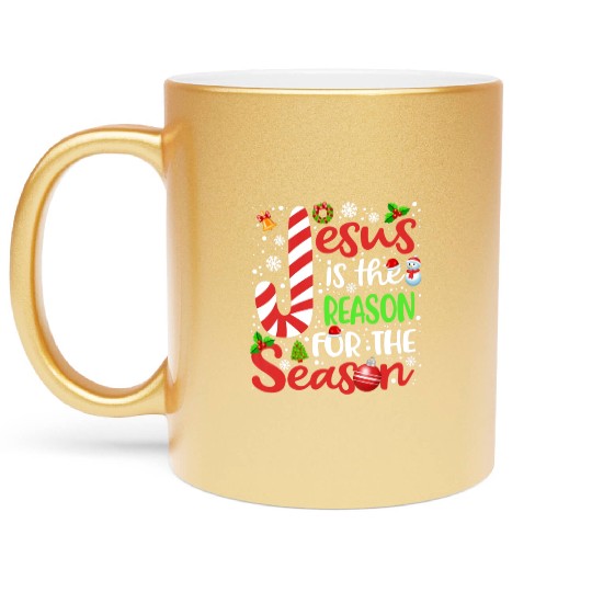 Jesus Is The Reason For The Season Christmas Metallic Mugs