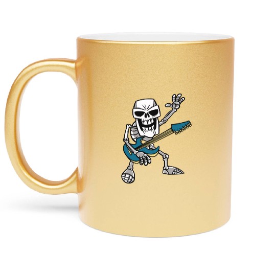 Rock & Roll Skeleton Guitar Music Lover Rockstar Metallic Mugs