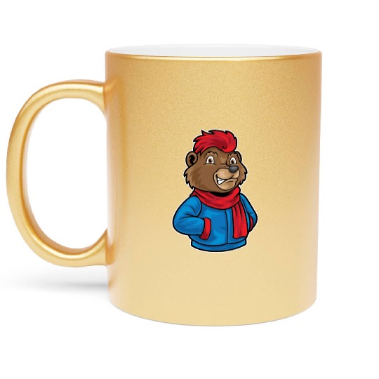 Hip Hop Bear Funky Urban Cartoon Illustration Metallic Mugs
