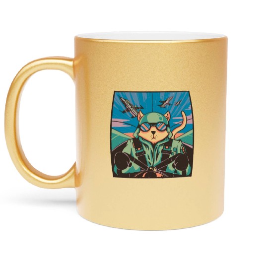 Fighter jet pilot-cat Fighter jet pilot-cat inspir Metallic Mugs