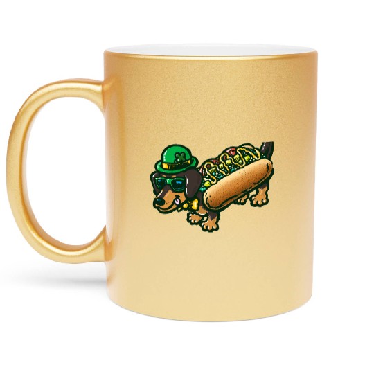 St Patrick's Day Chicago Dog Metallic Mugs