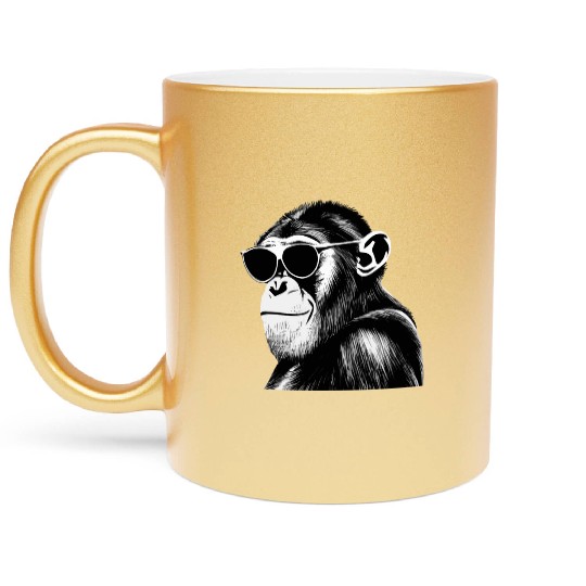 Chimpanzee with sunglasses Metallic Mugs