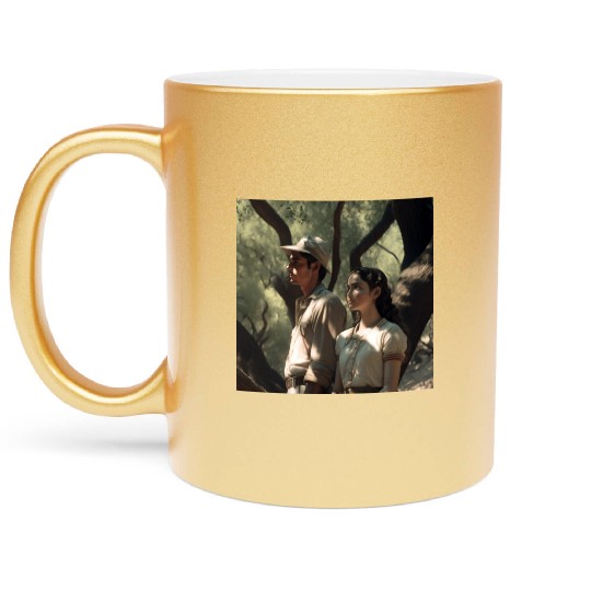 screengrab from a 1920s film scene beautiful Metallic Mugs
