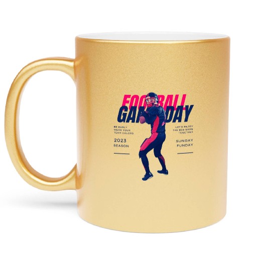 Blue Pink American Football Game Day Season 2023 Metallic Mugs