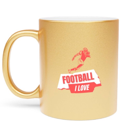 I Love Football Game Day Metallic Mugs, Football Metallic Mugs