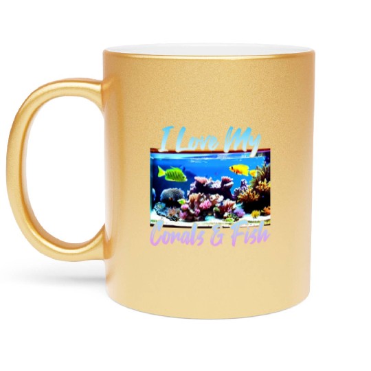 Saltwater aquarium coral fish Metallic Mugs