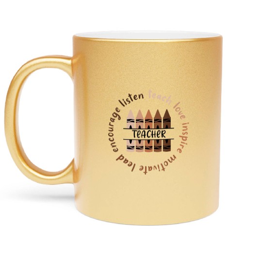 Afro African Black History Month Melanin Teacher Metallic Mugs