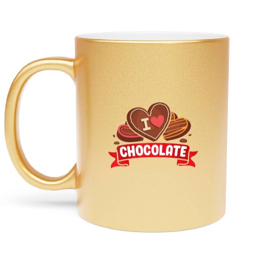 I Love Chocolate Sweets Candy Chocolate Bar Metallic Mugs