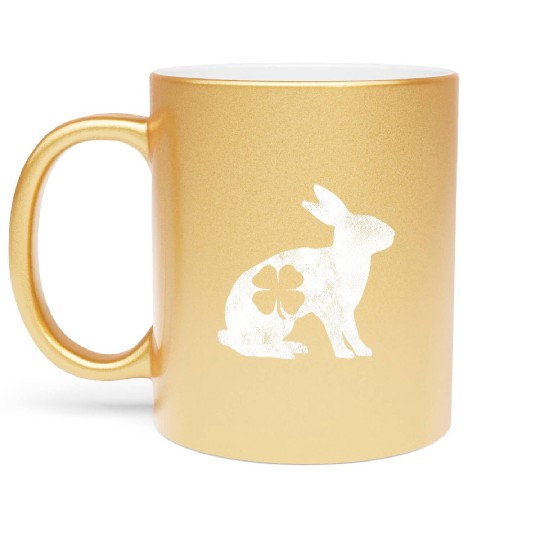 St Patrick's Day Rabbit Bunny Irish Green Shamrock Metallic Mugs
