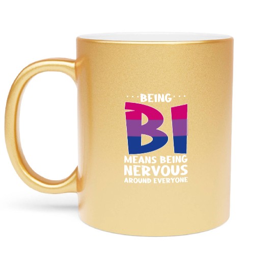 Being Bi Bisexual Pride Kawaii Cat Metallic Mugs
