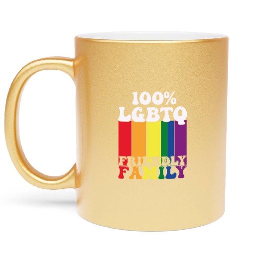 LGBTQ Friendly Family Gay Pride Month Rainbow Metallic Mugs