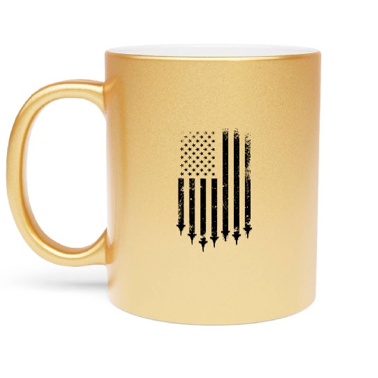 USA Flag Jet, American Flag, Fighter Jet Airplanes Metallic Mugs