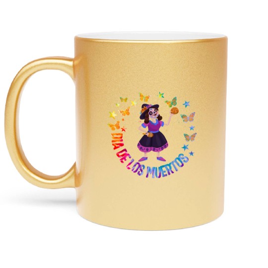 Dia De Los Muertos Metallic Mugs, Girl Sugar Skeleton
