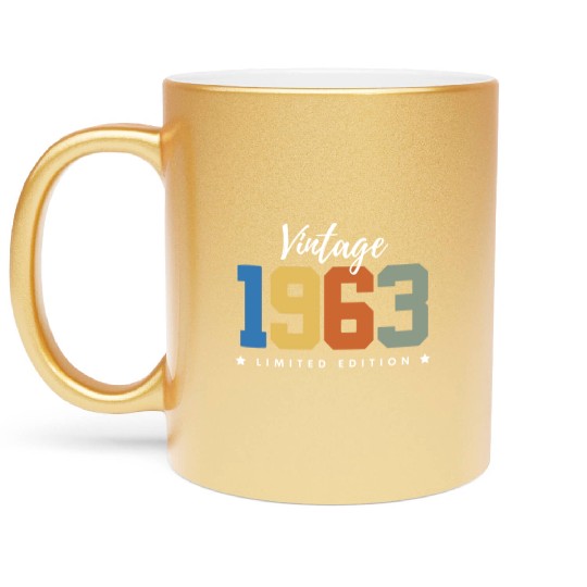 60 Years Vintage 1963 Retro 60th Birthday Metallic Mugs