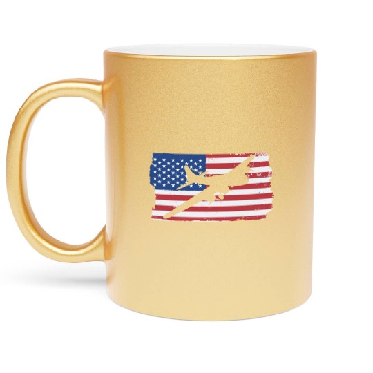 B-17 Flying Fortress Airplane American Flag WW2 Metallic Mugs