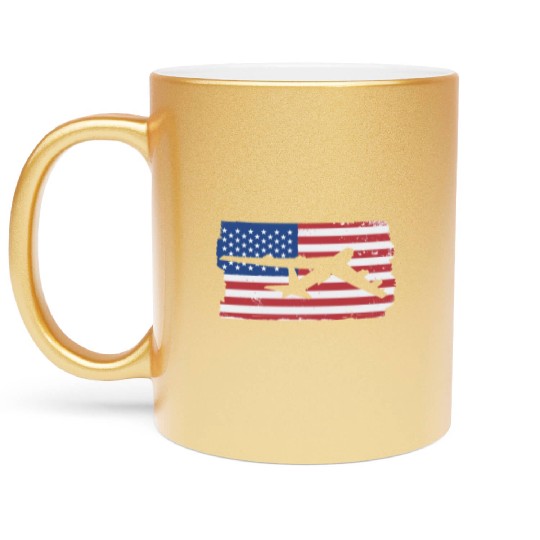 B-52 Stratofortress Bomber Airplane American Flag Metallic Mugs