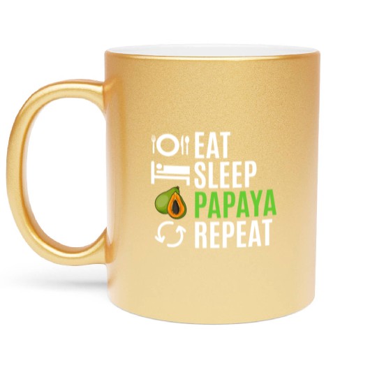 Eat Sleep Papaya Repeat Metallic Mugs