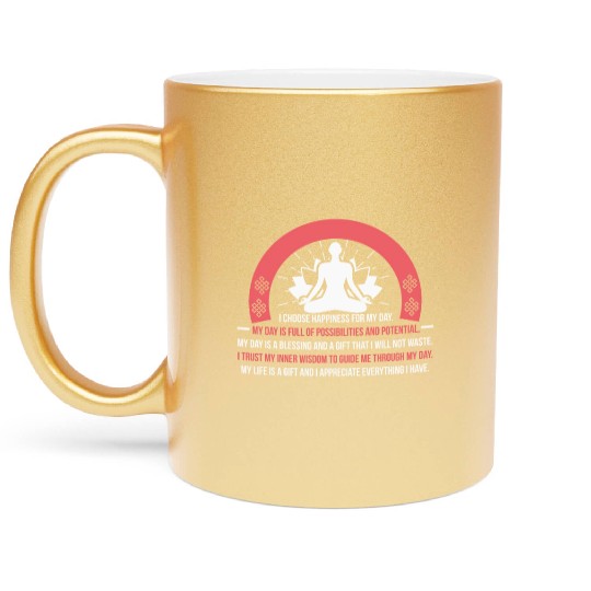 Positive Affirmation Daily Motivation Buddha Mantr Metallic Mugs