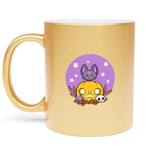 Pumpkin Cats Son Metallic Mugs