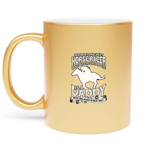 Horse Racing Equestrian Horseback Horse Racer Metallic Mugs
