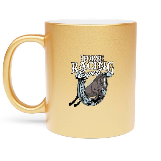 Horse Racing Equestrian Horseback Horse Racer Metallic Mugs