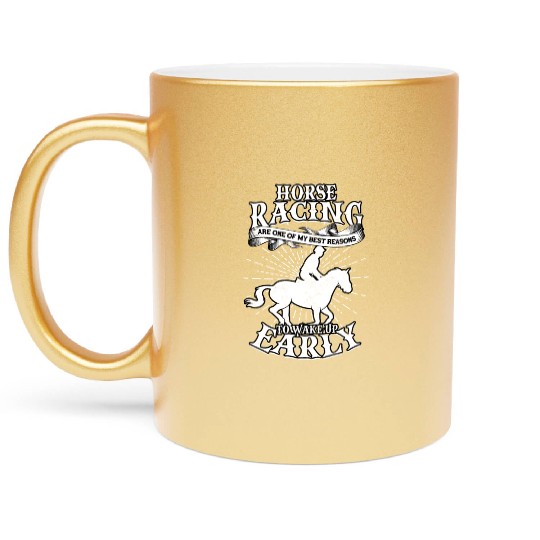 Horse Racing Equestrian Horseback Horse Racer Metallic Mugs