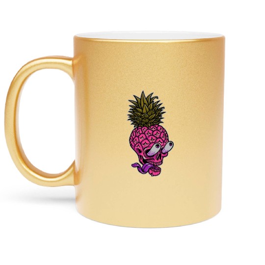 Skeleton pineapple psychedelic Metallic Mugs