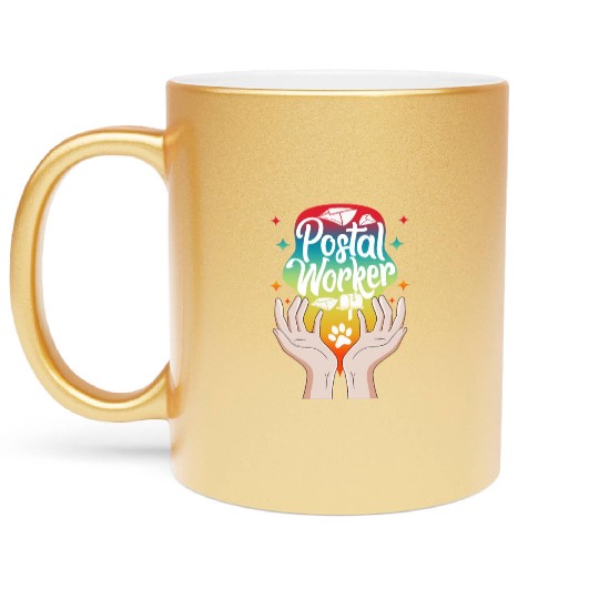 Mailman Metallic Mugs, Postal Worker Metallic Mugs, Cute Mail