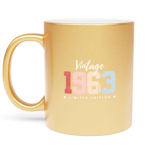 60 Years Vintage 1963 Retro 60th Birthday Metallic Mugs