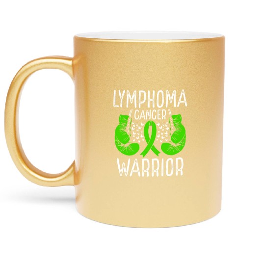 Lymphoma Cancer Warrior Awareness Ribbon Gloves Metallic Mugs