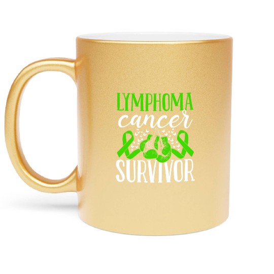 Lymphoma Cancer Awareness Ribbon Gloves Survivor Metallic Mugs
