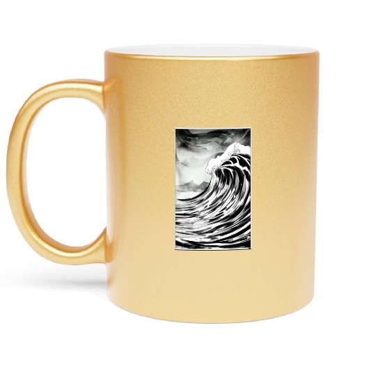 Black and White Dream Wave Metallic Mugs