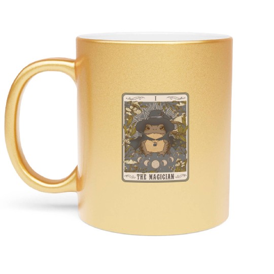 The Magician Tarot Card The Frog Vintage Funny Metallic Mugs
