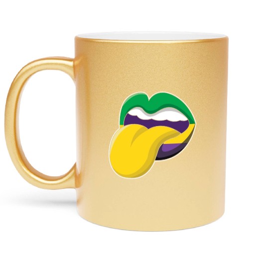 Tongue Lips Festival Parade Beads Mardi Gras Metallic Mugs