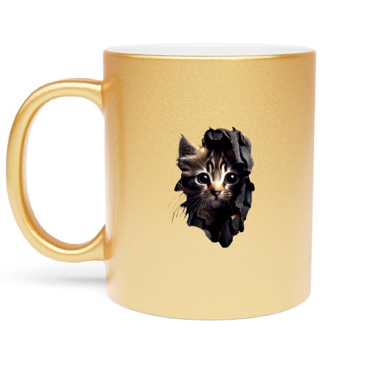 Cat Art Design Cute Cat Mom Meow Paws I Love Cats Metallic Mugs