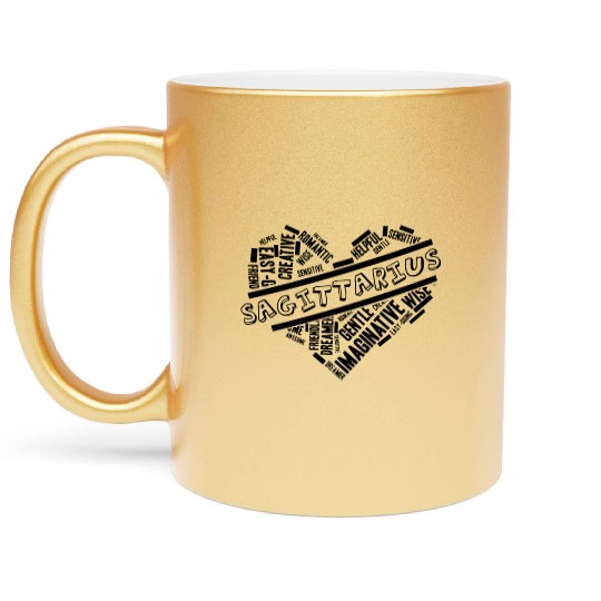 Sagittarius Star Sign Heart Word Cloud Doodle Astr Metallic Mugs