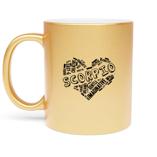 Scorpio Heart Word Cloud Doodle Astrology Zodiac S Metallic Mugs