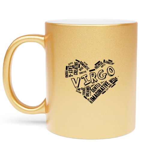 Virgo Heart Word Cloud Doodle Astrology Zodiac Sta Metallic Mugs