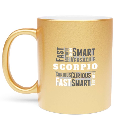 Scorpio Zodiac Star Sign Word Cloud Square Monochr Metallic Mugs