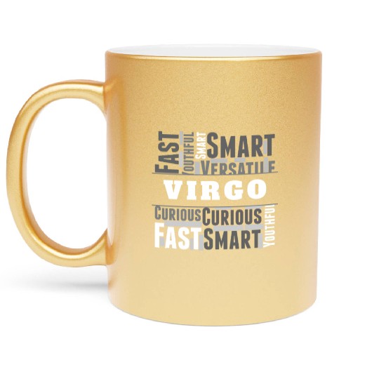 Virgo Zodiac Star Sign Word Cloud Square Monochrom Metallic Mugs