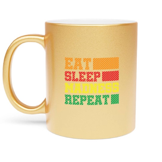Funny Eat Sleep Madness Repeat March Madness 2023 Metallic Mugs