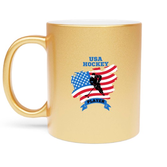 USA hockey player Metallic Mugs